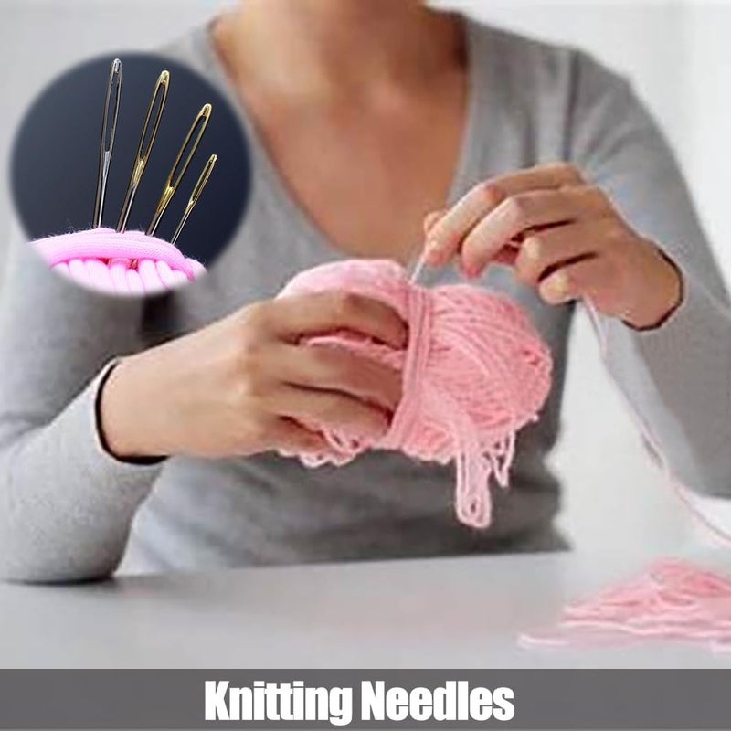 ECROCY Large Eye Blunt Needles, Stainless Steel Tapestry Needle, Yarn Knitting Needles, Darning Needle with Wooden Needle Case Carving Pattern - Image 5